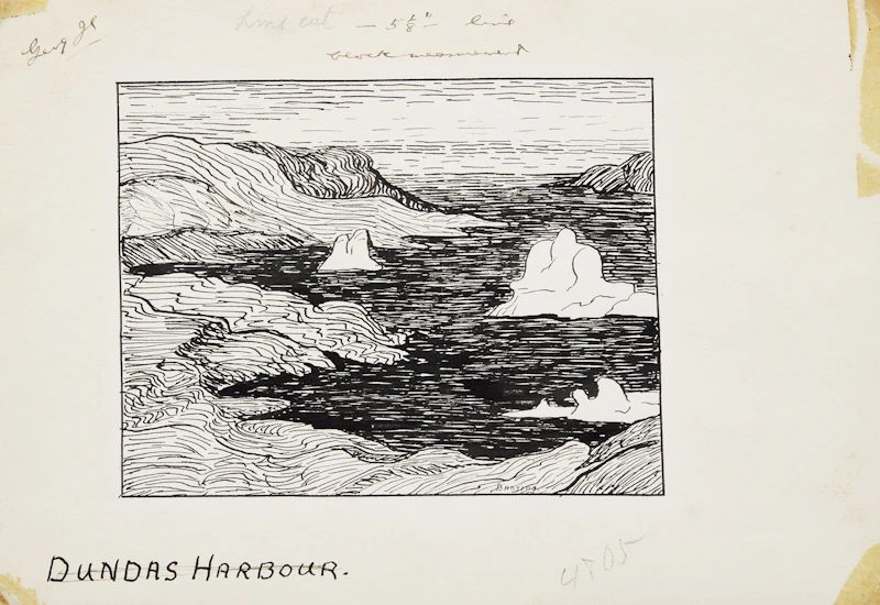 Sir Frederick Grant Banting, Dundas Harbour, ink drawing, circa 1927 - view 3