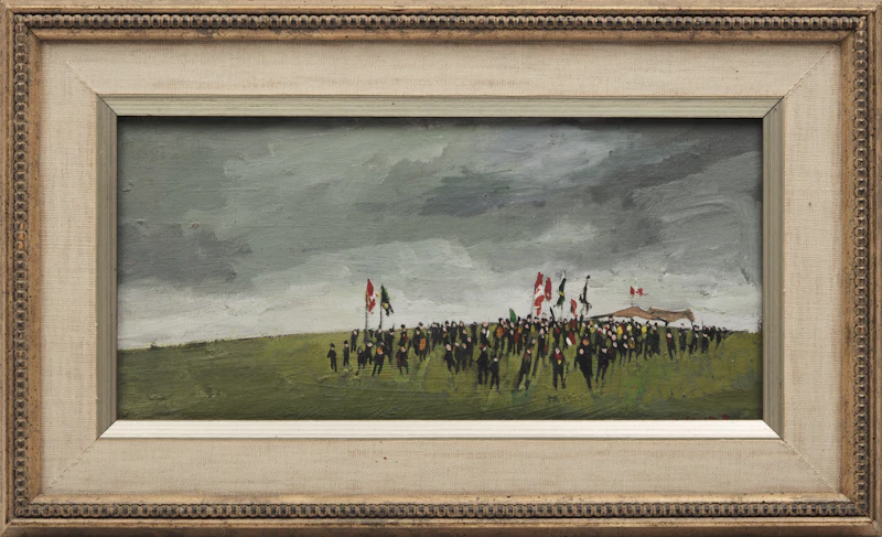 Molly Lamb Bobak, Scouts at Woolastook 2, oil on board - view 2