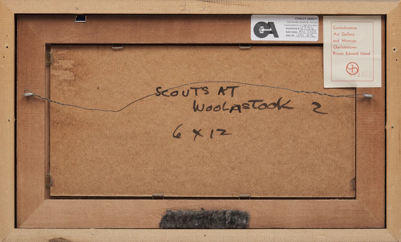 Molly Lamb Bobak, Scouts at Woolastook 2, oil on board - view 3