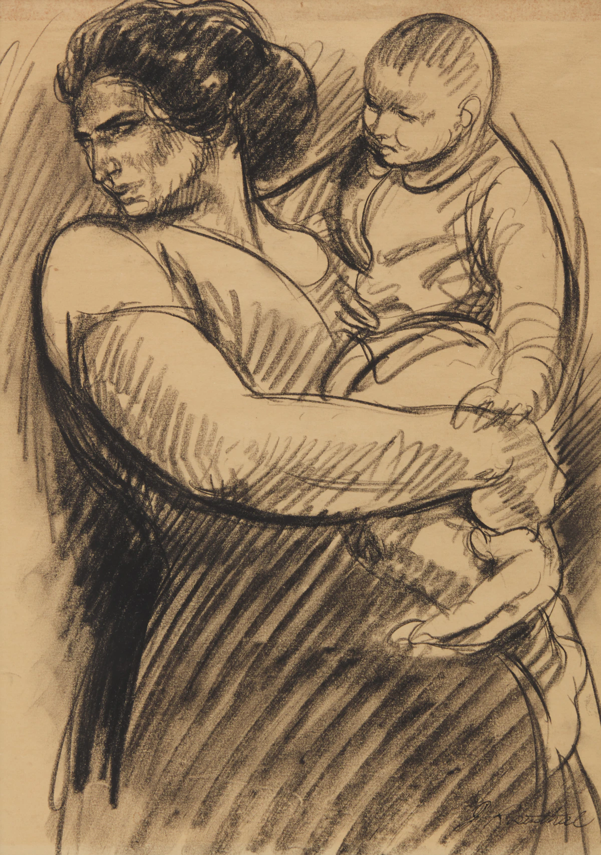 Joe Rosenthal, Untitled (Mother and Child), graphite