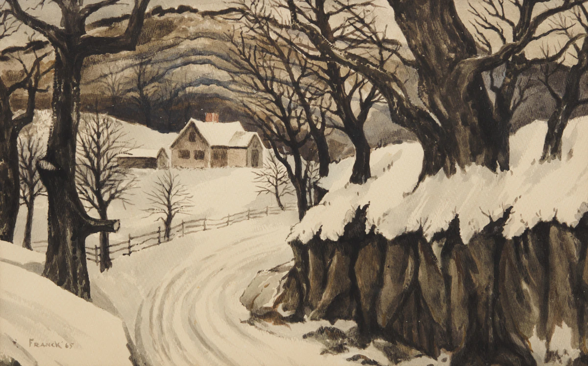 Albert Jacques Franck, Untitled, Winter Landscape, watercolour, 1965