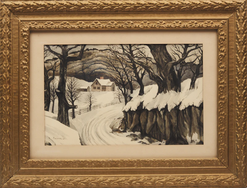 Albert Jacques Franck, Untitled, Winter Landscape, watercolour, 1965 - view 2