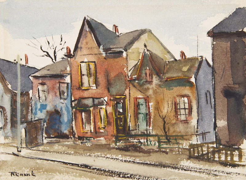 Albert Jacques Franck, Street Views, two watercolours - view 3