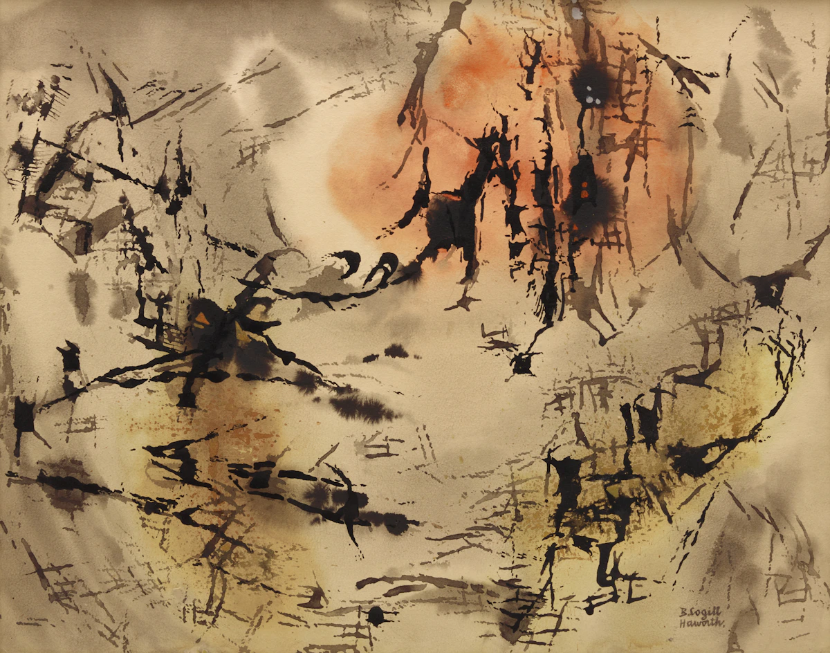Bobs Cogill Haworth, Abstract Composition, ink and watercolour