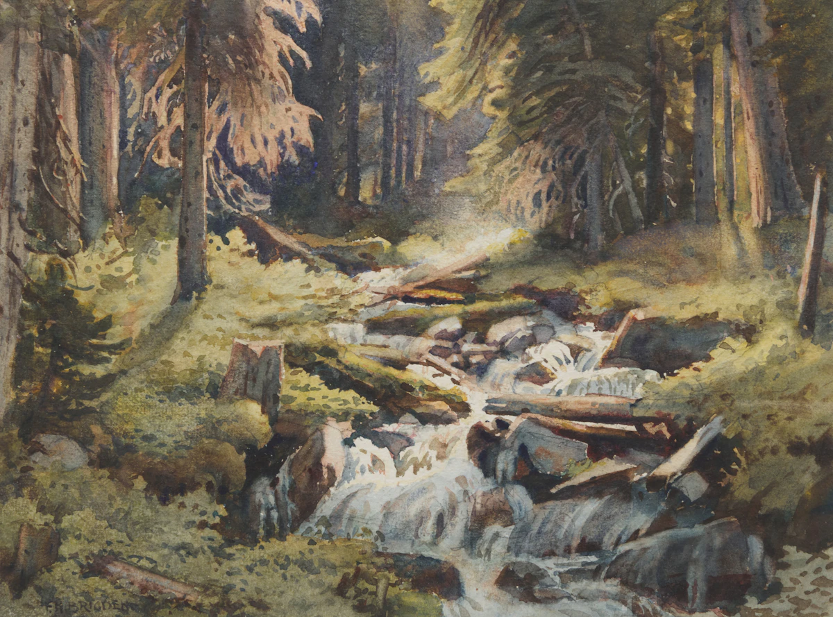 Frederick Henry Brigden, Mountain Brook, watercolour