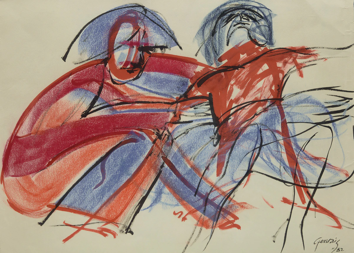 Lise Gervais, Two Figures, pastel, 1982