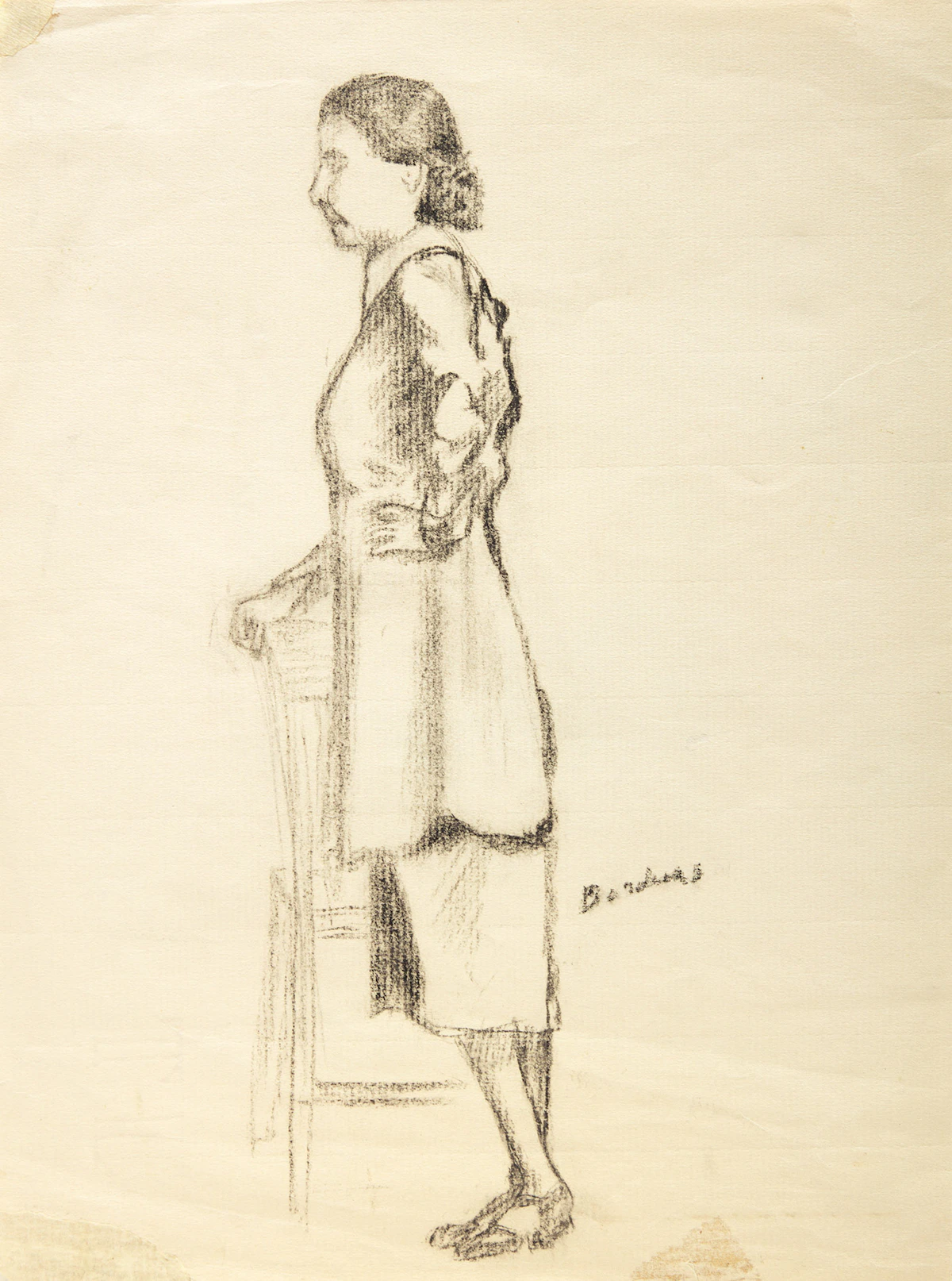 Paul-Émile Borduas, Sketch of a Woman, pencil drawing, 1925