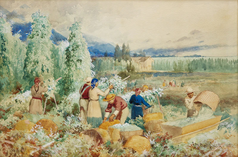 Harvesting Hops, British Columbia by Frederic Marlett Bell-Smith