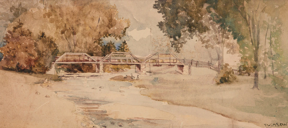 Thomas Wesley McLean, Untitled (Bridge over a River), watercolour