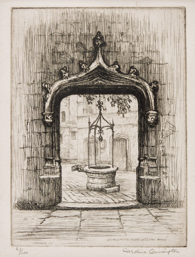 Caroline Helena Armington, Le Petit Point à Moret; Le Vieux Puits: Musée de Cluny, Paris, two etchings, 1917 - view 4
