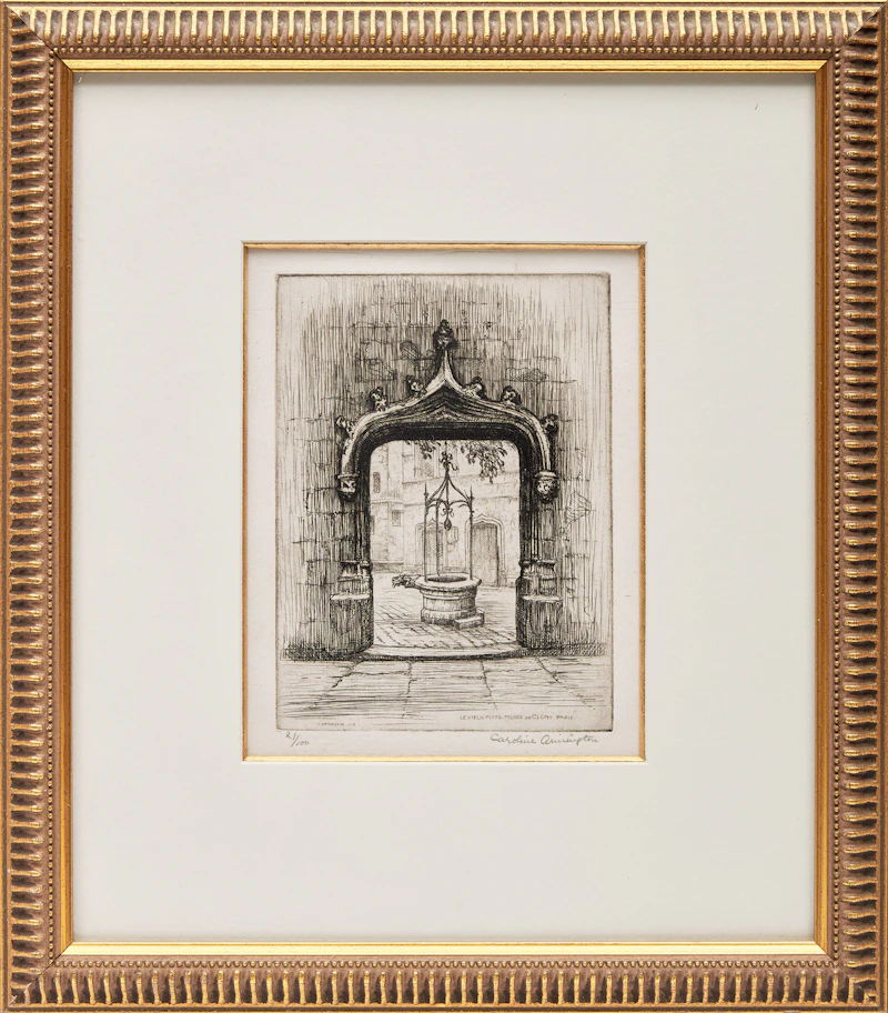 Caroline Helena Armington, Le Petit Point à Moret; Le Vieux Puits: Musée de Cluny, Paris, two etchings, 1917 - view 5