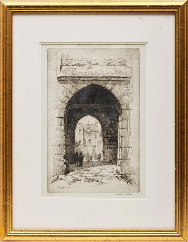 Caroline Helena Armington, Porte et Logis du Roi, Mont Saint-Michel; La Cathédrale d'Anvers, two etchings - view 2