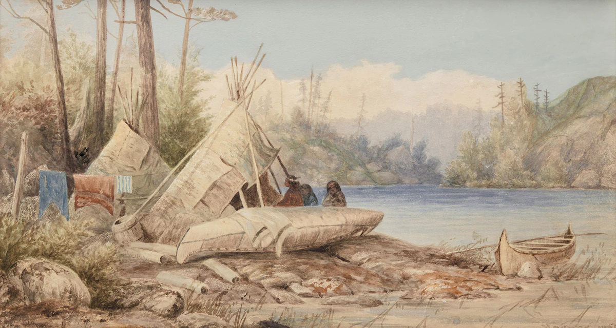 Frederick Arthur Verner, Ojibwa Encampment on the Severn, 1876, watercolour