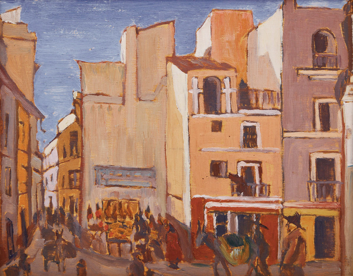 Frederick Grant Banting, Spanish Village, oil on board