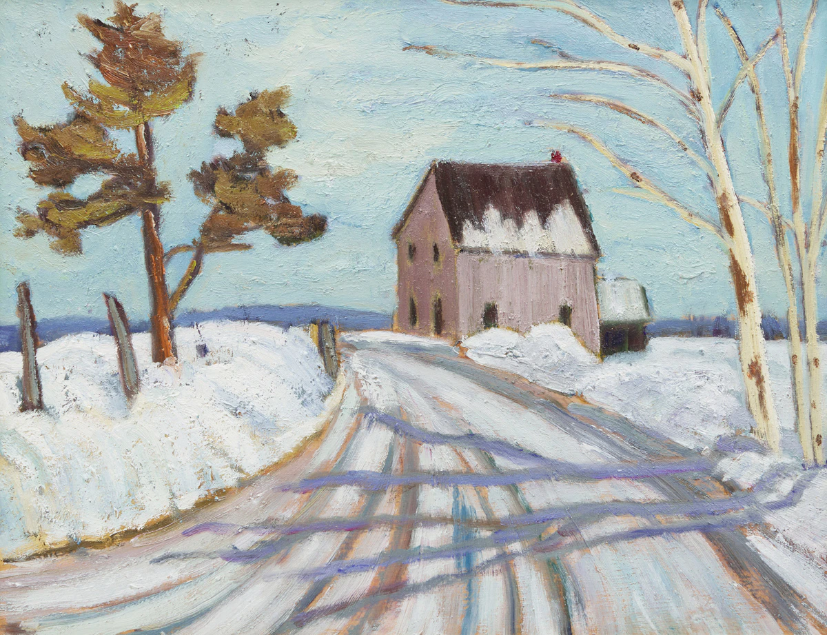 Frederick Grant Banting, Winter Landscape with Barn, oil on board, 1941