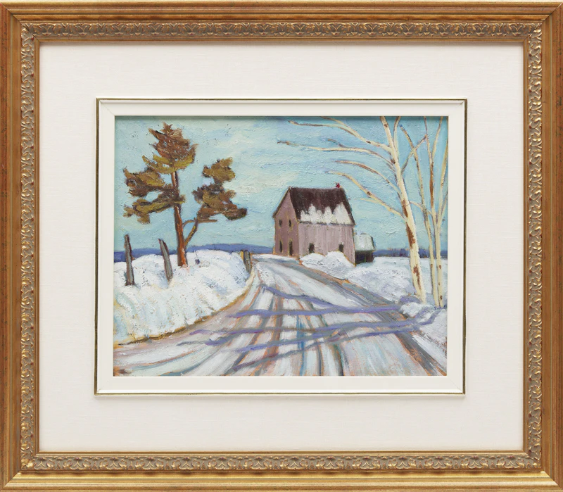 Frederick Grant Banting, Winter Landscape with Barn, oil on board, 1941 - view 2