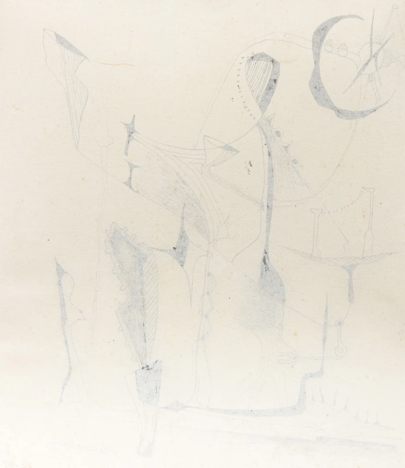 Jean-Paul Mousseau, Rêverie, ink on paper, circa 1946 - view 2