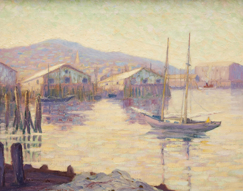 Untitled (Boat in Harbour) by Harold Mackintosh McGivern