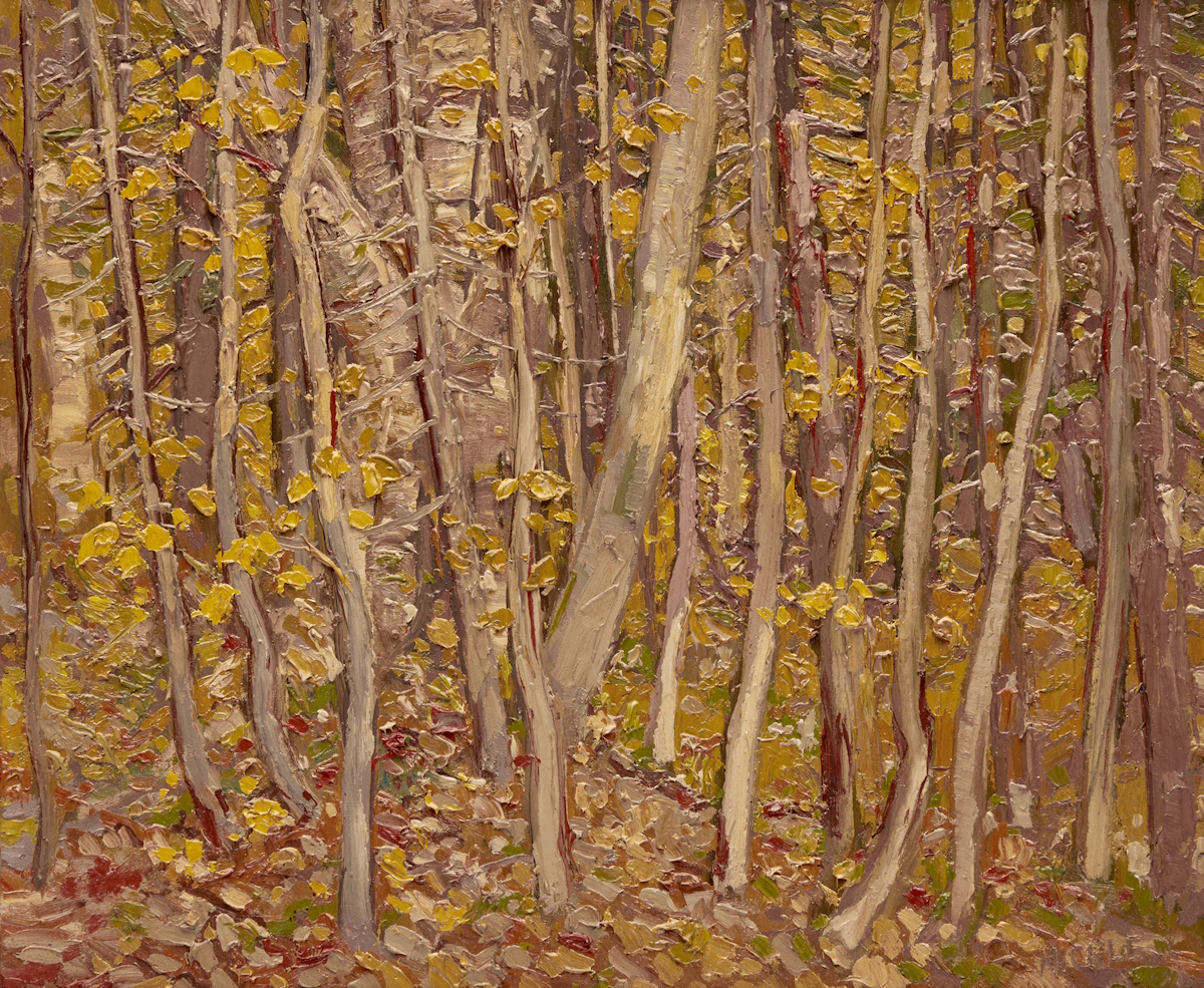 Lawrence Nickle, Wood Lot, Armour TWP, E. Parry Sound Ont., oil on board, 1983