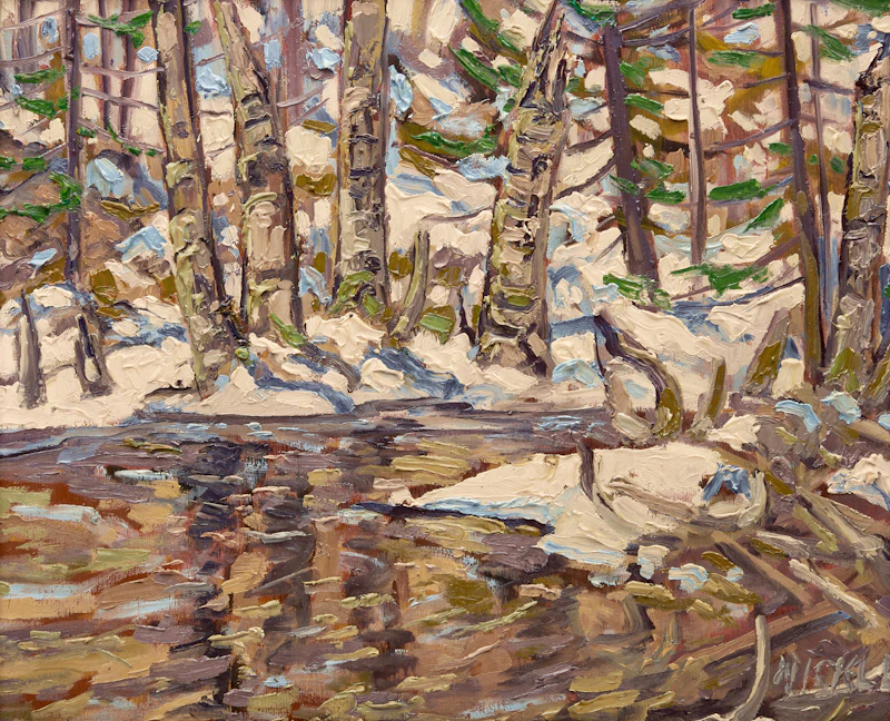 Lawrence Nickle, Outlet of Larson Lake, Armour, TWP, oil on board