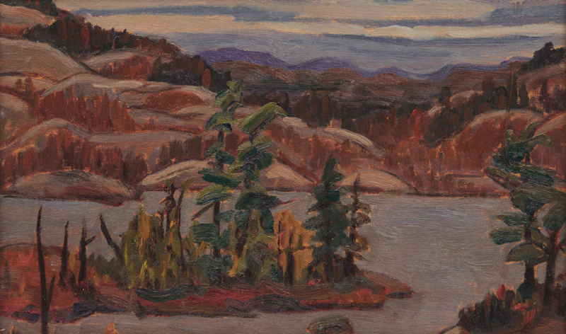 Frederick Grant Banting, Lake with Island (possibly Grace Lake), oil on board
