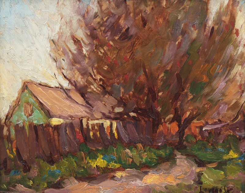 Cabin and Tree by Frederick Nicholas Loveroff