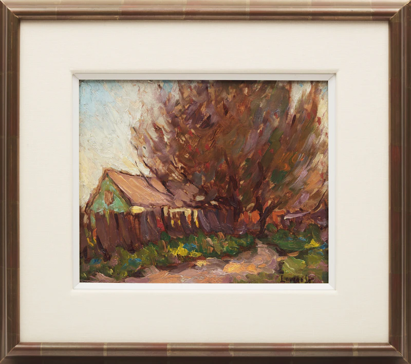 Frederick Nicholas Loveroff, Cabin and Tree, oil on board - view 2