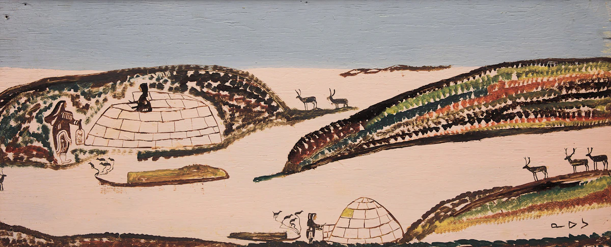 Peter Nauja Angiju, Untitled Arctic Landscape, oil on board