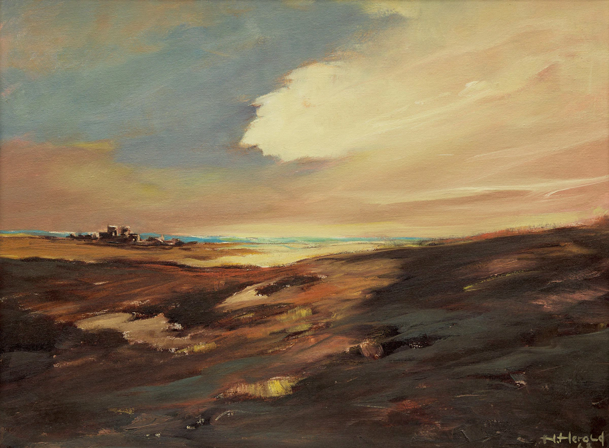 Hans Herold, Sunset in the Prairies, oil on canvas board, 1968