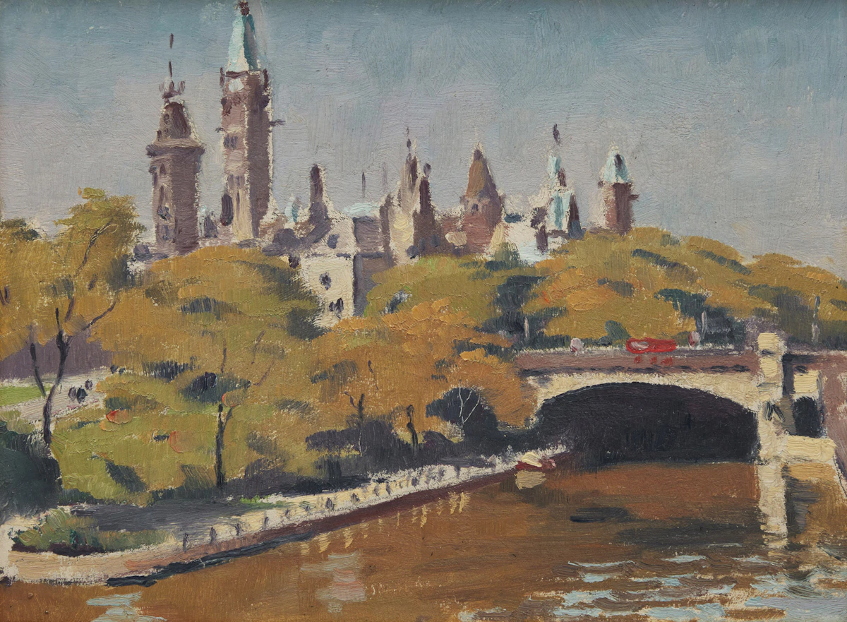 Robert Wakeham Pilot, The House of Commons, Ottawa (Royal Presentation Picture), oil on board, 1957