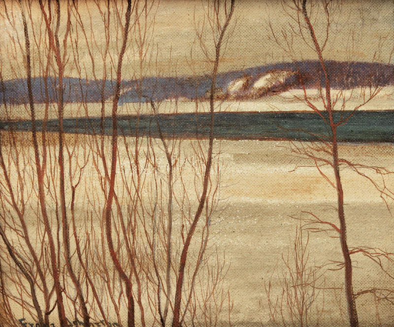 Frank Hans Johnston, Gold and Grey, oil on board