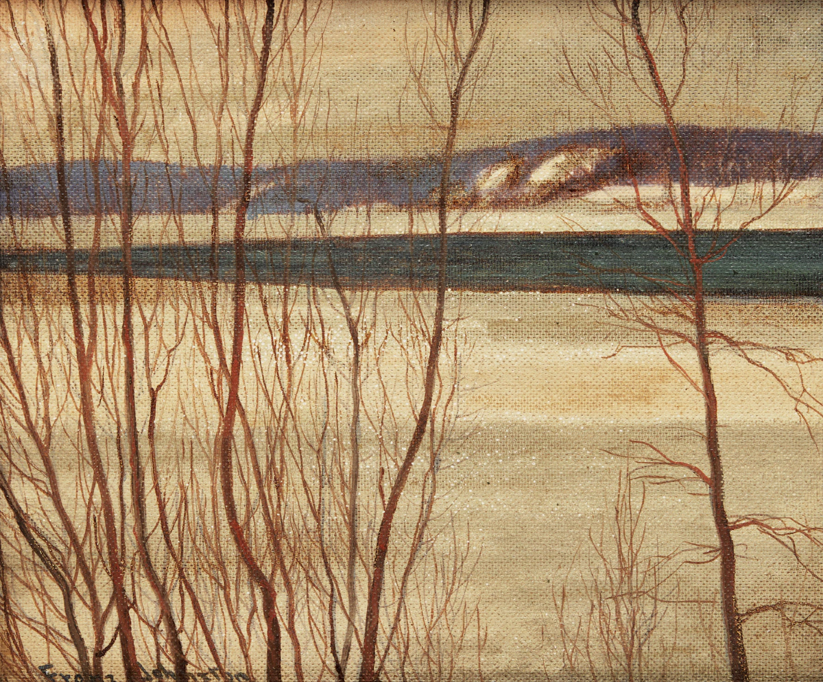 Frank Hans Johnston, Gold and Grey, oil on board