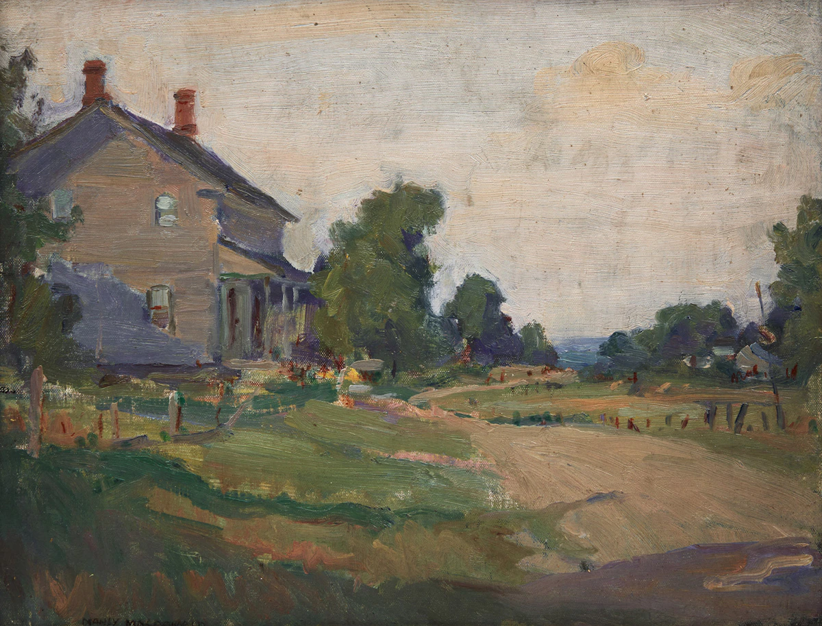Manly Edward MacDonald, Country House and Road, oil on canvas laid down on card