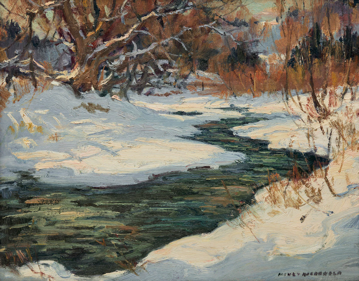 Manly Edward MacDonald, Early Winter on the Upper Don, oil on board