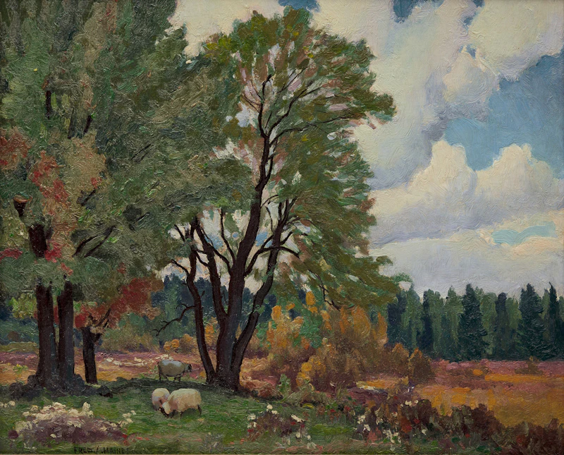 Frederick Stanley Haines, Summer Landscape, oil on board