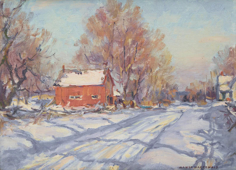 Red Barn in Winter by Manly Edward MacDonald