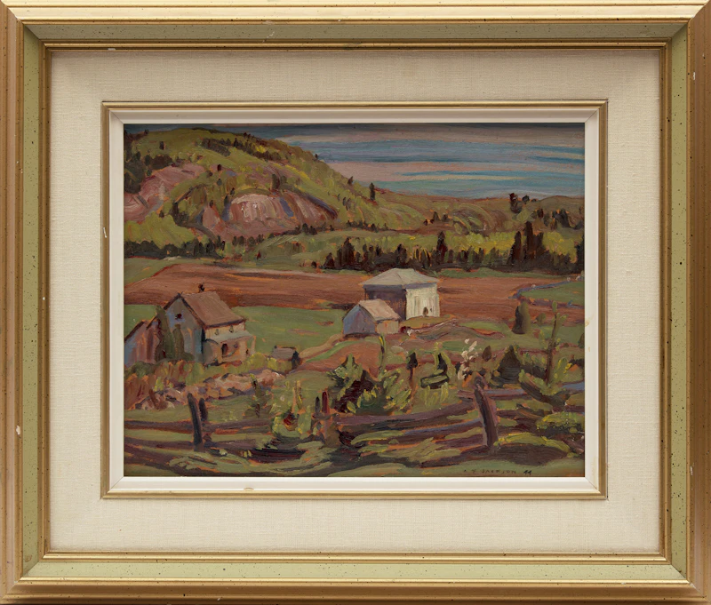 Alexander Young Jackson, Landscape with Farmhouse and Barn, double-sided oil on board, 1944 - view 2