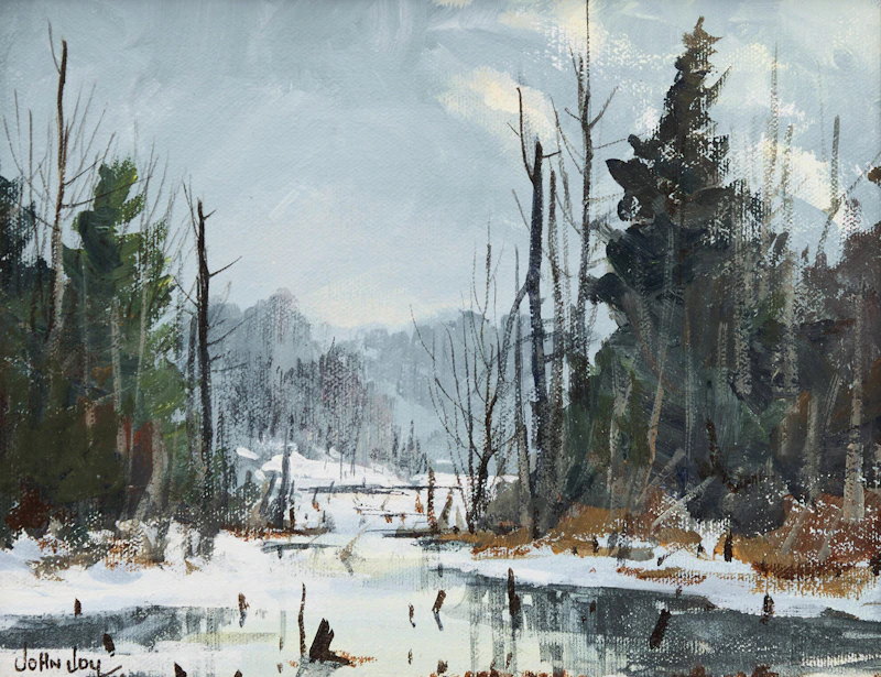 John Joy, Holly's Pond, acrylic on canvas laid down on board