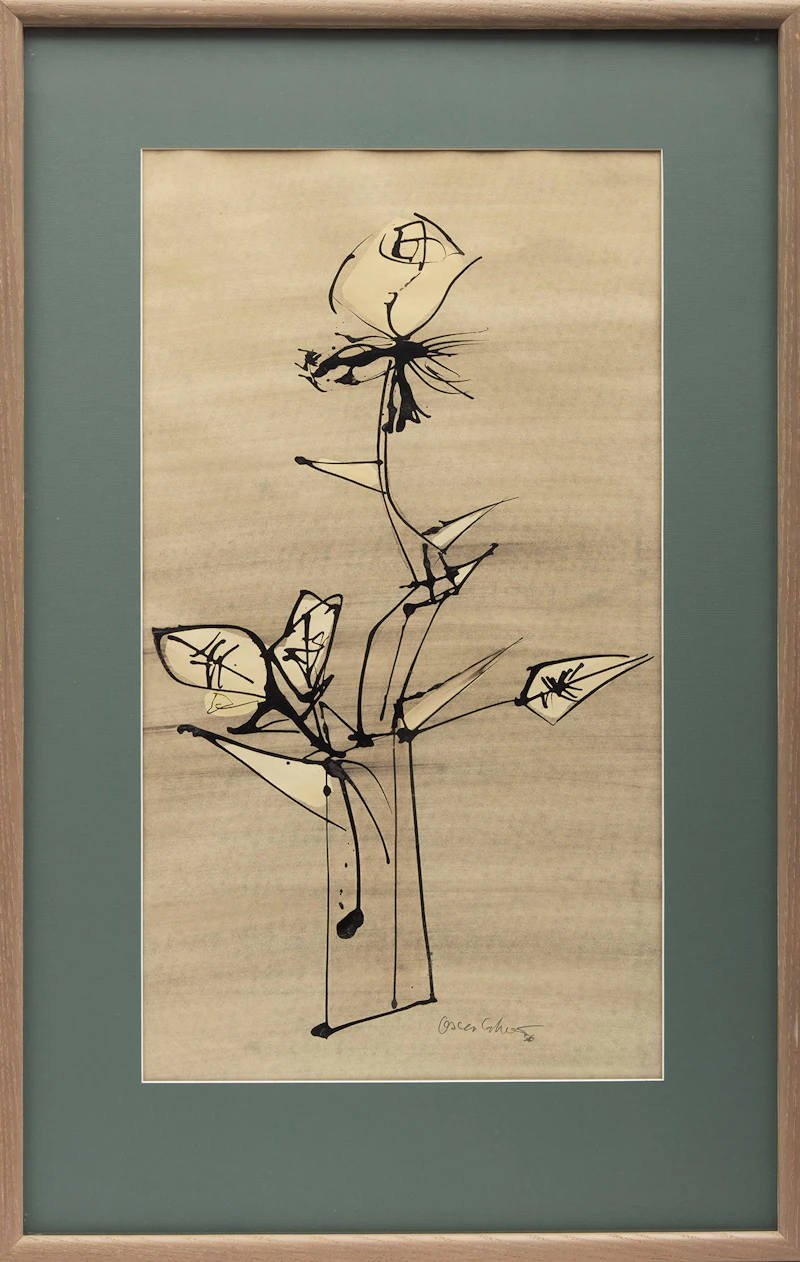 Oscar Cahén, Untitled (Rose), mixed media on paper, 1956 - view 2