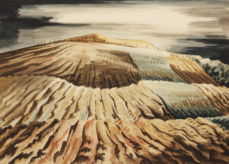 Untitled Landscape (Farm Fields) by Carl Fellman Schaefer