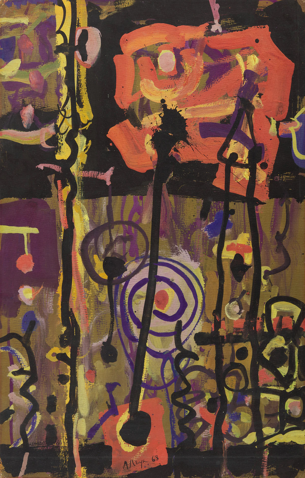 Edmund Alleyn, Wild Country, tempera on paper, 1963