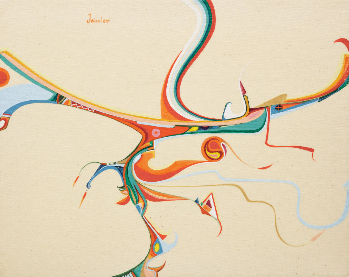 Alex Simeon Janvier, Men's Best Outfit, acrylic on canvas, circa 1980