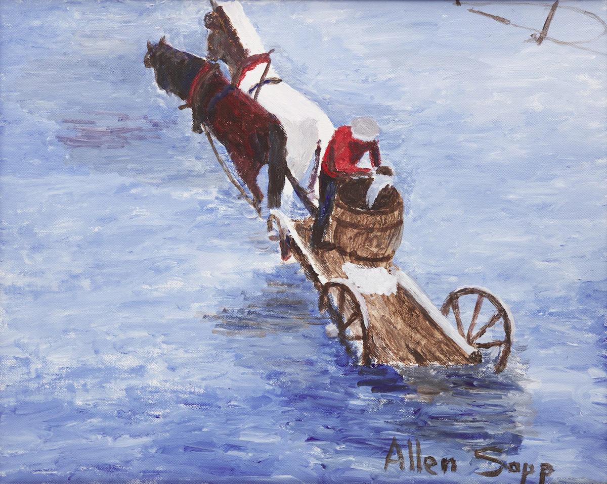 Allen Sapp, Getting Water for the Well, acrylic on canvas