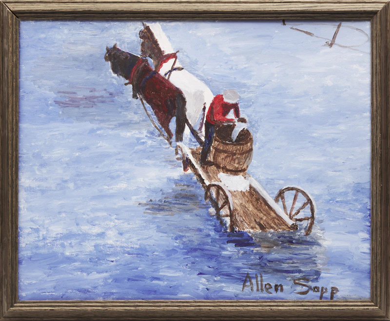 Allen Sapp, Getting Water for the Well, acrylic on canvas - view 2