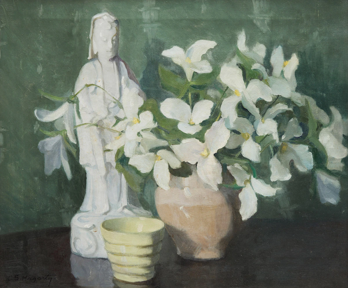 Clara Sophia Hagarty, Trilliums, oil on canvas