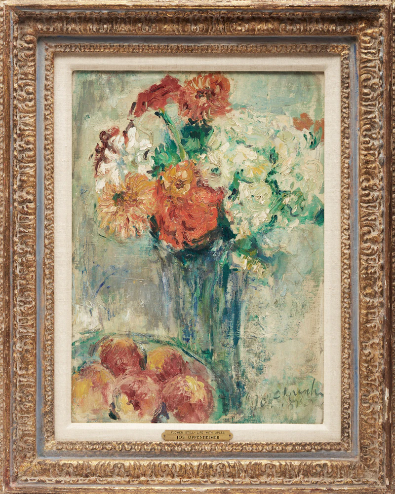 Joseph Oppenheimer, Floral Still Life with Apples, oil on canvas, 1951 - view 2