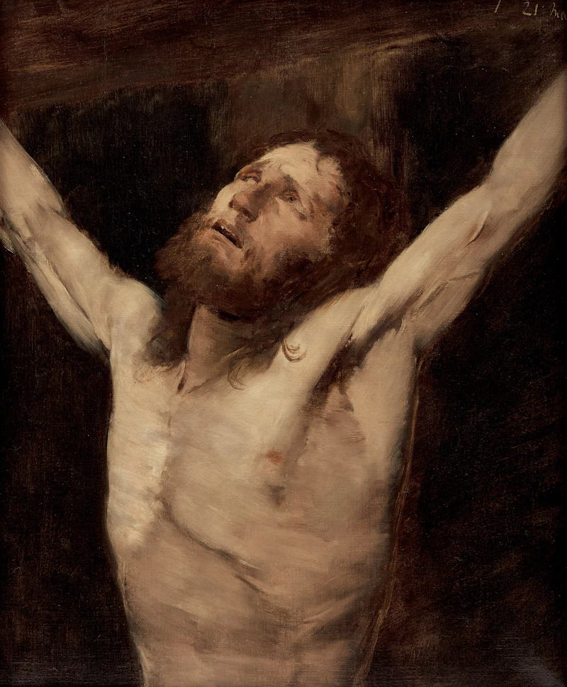 Mihály Munkácsy, Study of the Head and Upper Body of Christ, oil on canvas