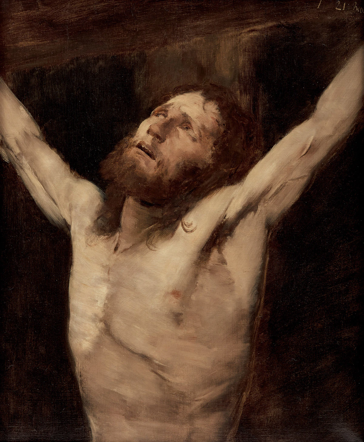 Mihály Munkácsy, Study of the Head and Upper Body of Christ, oil on canvas, 1882