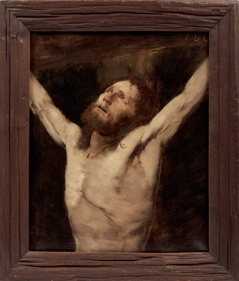 Mihály Munkácsy, Study of the Head and Upper Body of Christ, oil on canvas, 1882 - view 2