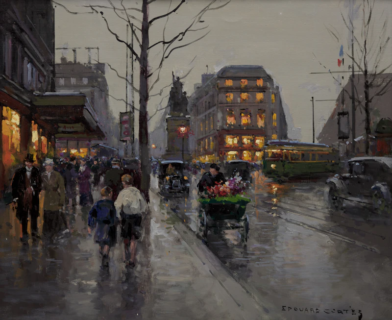 Edouard Léon Cortès, Place Clichy, oil on canvas